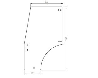 szyba do ciągnika Kubota - drzwi lewe 6C26272110 (3431)