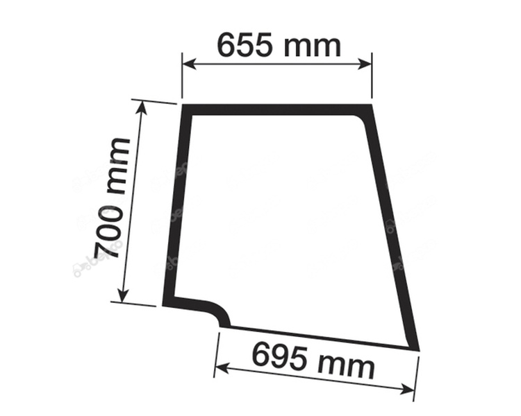 szyba New Holland TD, Case JX - drzwi górna prawa z nadrukiem 5092898 (1472/1)