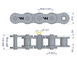Łańcuch rolkowy wzmocniony 28A-1 ANSI A 140 (R1 1/2) 5m Waryński