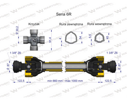 Wał przegubowo-teleskopowy 660-1000mm 830N CE 2020 seria 6R WARYŃSKI