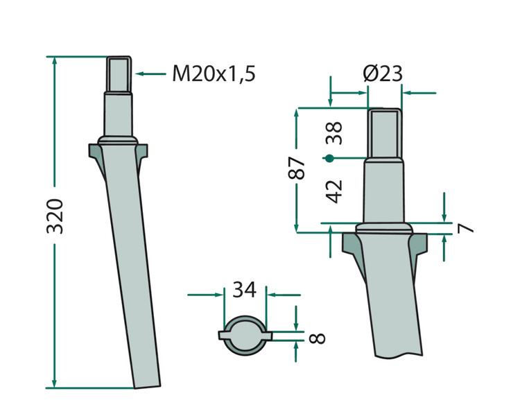 Ząb brony aktywnej Lely 320mm 180RH1