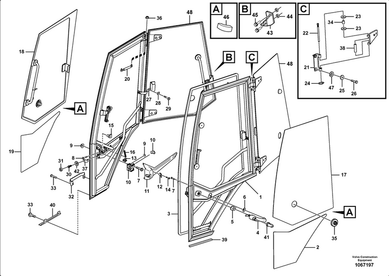 zabezpieczenie drzwi koparko-ładowarka Volvo BL61B, BL71B, BL60B, BL70B, 15080509