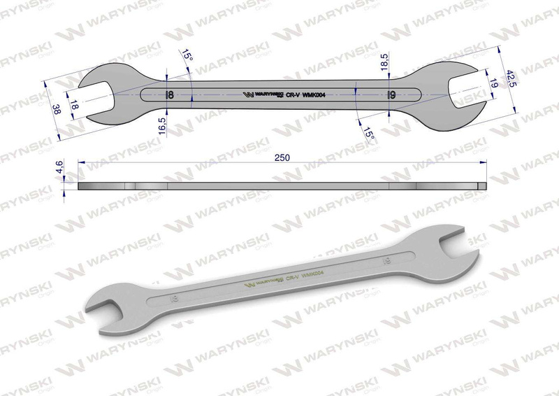 Klucz ultra płaski 18 x 19 mm, CrV Waryński