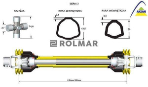 Wał przegubowo teleskopowy 610-900mm 400Nm 50230 CE seria 3 AKSAN