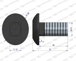 Śruba kpl. płużna grzybkowa podsadzana M12x30 mm kl.10.9 Lemken Smaragd Waryński