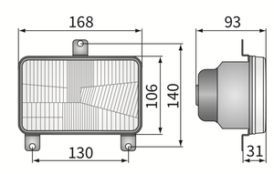 Element optyczny H4 168x106mm, reflektor przedni Massey Ferguson WESEM RE.27021 1693944M91