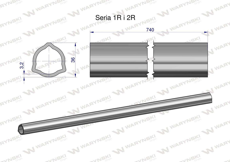 Rura wewnętrzna Seria 2R zewnętrzna Seria 1R do wału 860 przegubowo-teleskopowego 36x3.2 mm 740 mm WARYŃSKI [WR2321740]