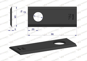 Nóż, nożyk 96x40x3x19mm kosiarka polska 5036010450 Waryński