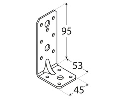 Kątownik łącznik z przetłoczeniem 95x53x45x2,5 dmx