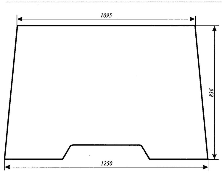 szyba do ciągnika Massey Ferguson 342 350 352 355 360 362 362N 365 372N 375 382N 390 390T 396 398 399 - przednia (866) 3478320M1