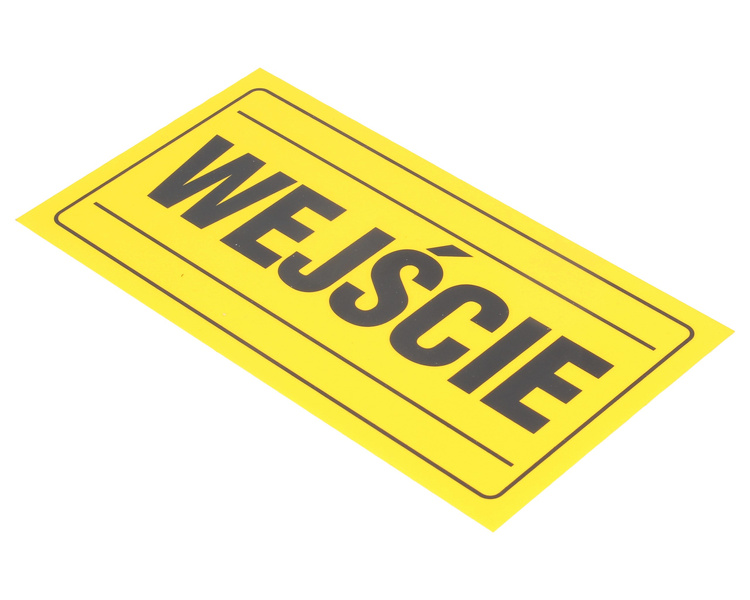 Tablica ostrzegawcza plastikowa żółta WEJŚCIE 12x22 cm