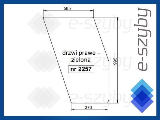 szyba FIAT serie 80 90 94 - drzwi prawe zielone (2257) 5117683