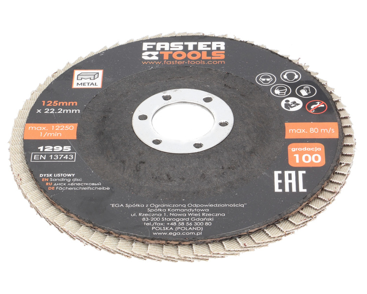 Tarcza ściernica listkowa FASTER TOOLS 125MM P100