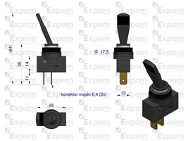 przełącznik uniwersalny włącz/wyłącz PU2P20AEX Expom