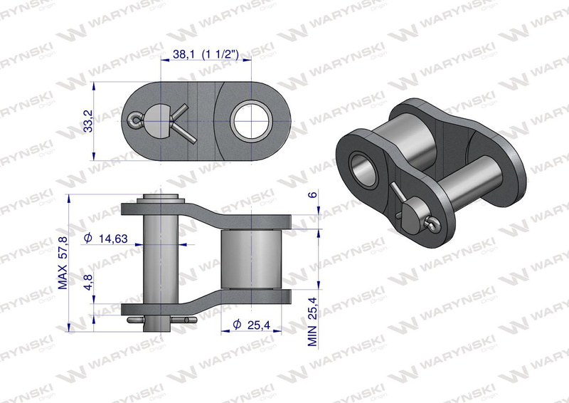 Półogniwo łańcucha P24B1 (R1 1.1/2) Waryński
