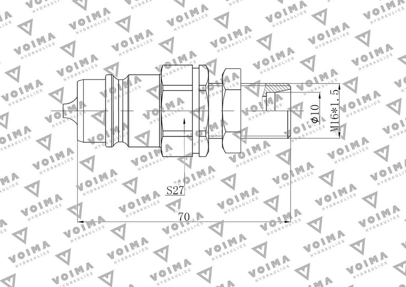 Szybkozłącze hydrauliczne wtyczka EURO M16x1.5 GZ long (9100816LW) VOIMA [V-ML16WT]