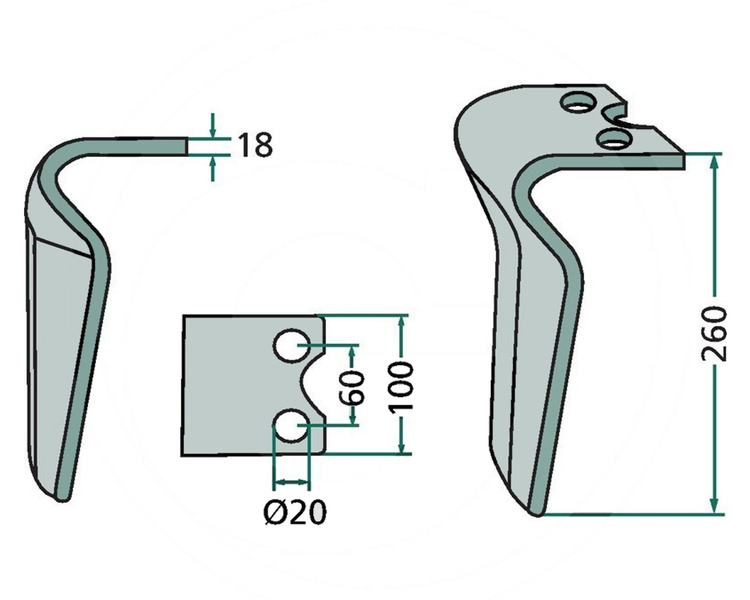 Ząb brony aktywnej lewy Krone 260mm 180RH-450-DEL