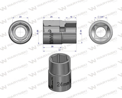 Nasadka sześciokątna 3/4" 24 mm. DIN 3124. Waryński