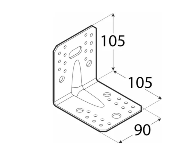 Kątownik łącznik z przetłoczeniem 105x105x90x2,5 dmx