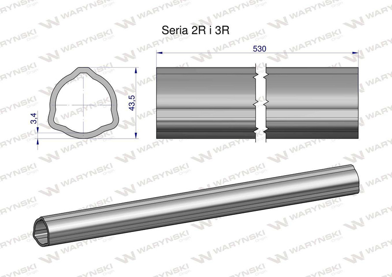 Rura zewnętrzna Seria 2R i 3R do wału 660 przegubowo-teleskopowego 43.5x3.4 mm 535 mm WARYŃSKI [WR2322535]