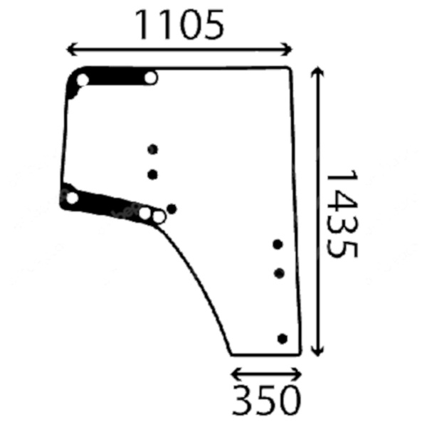 szyba do ciągnika John Deere - drzwi prawe L174377 (3794)
