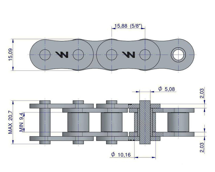 Łańcuch rolkowy 12A-1 ANSI A 60 (R1 3/4) Waryński