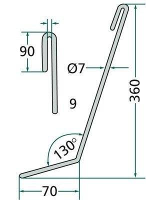 palec zagarniający siewnika Amazone II lewy 3756300