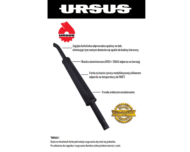 Tłumik okrągły długi C-360 1280mm 42102072 oryginał Ursus