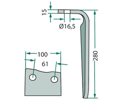 Ząb brony aktywnej lewy Krone 280mm 180RH-111-DEL