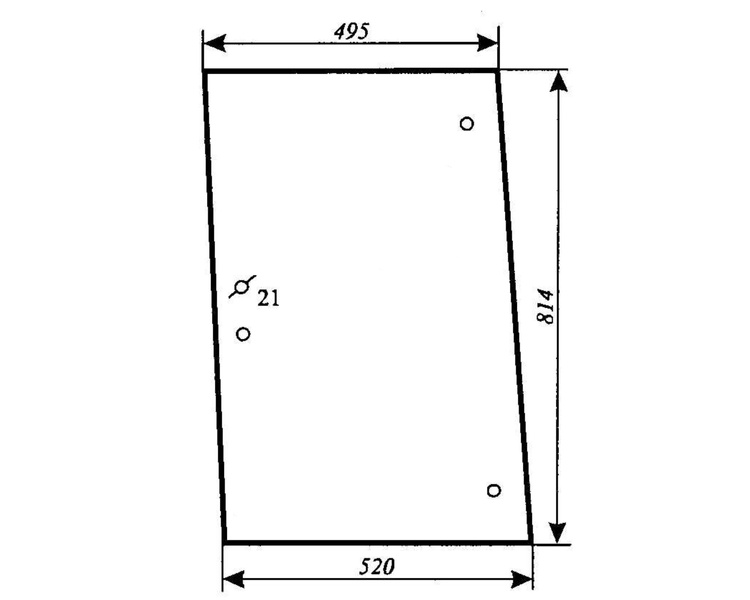 szyba do ciągnika Massey Ferguson 274 284 294 377 387 397 675 690 698 699 1004 1007 1014 1024, Landini - boczna otwierana (lewa, prawa) (762A)
