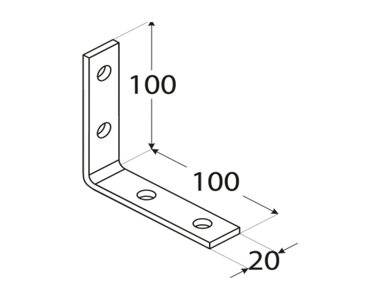 Kątownik wąski łącznik meblowy 100x100x20x4,0 dmx