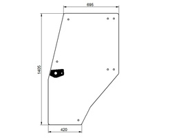 szyba do ciągnika Deutz-Fahr - drzwi lewe bezbarwne 04352848 (1056)