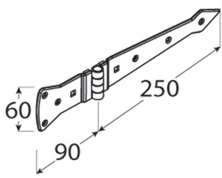 Zawias bramowy czarny wzmocniony 250x2,5 domax