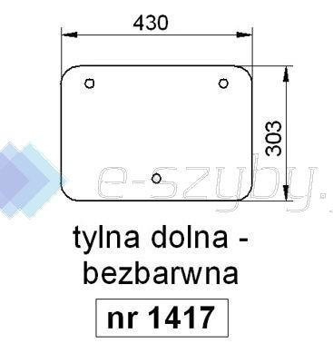 szyba Case 644 743 744 745 844 946 1046 955 1055 1255 1455 kabina Fritzmeier Cockpit - tylna dolna (1417)