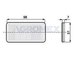 Odblask prostokątny przyklejany pomarańczowy