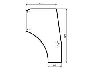 szyba do ciągnika Deutz-Fahr, Lamborghini, MF, Same - drzwi prawe koła 24-28" bezbarwna 0.010.7076.0/10 (2325)