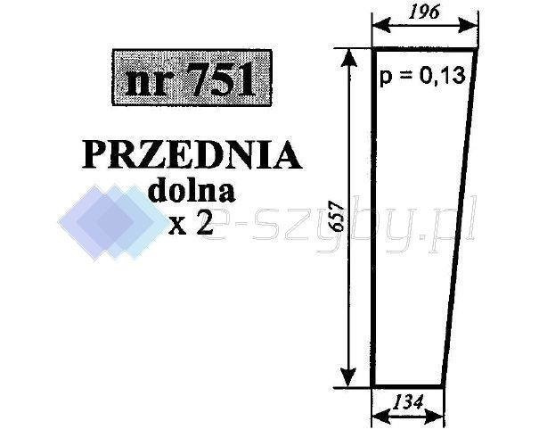 szyba Hurlimann H496 H5116 H6136 H6170 - przednia dolna (lewa, prawa) (751)