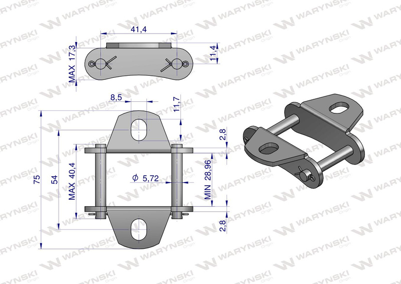 Zamek łańcucha z przyłączem obustronnym S45K1 Waryński