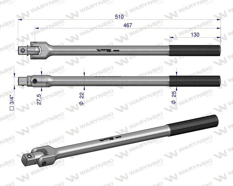 Rękojeść przegubowa 3/4 CrV Waryński 480mm