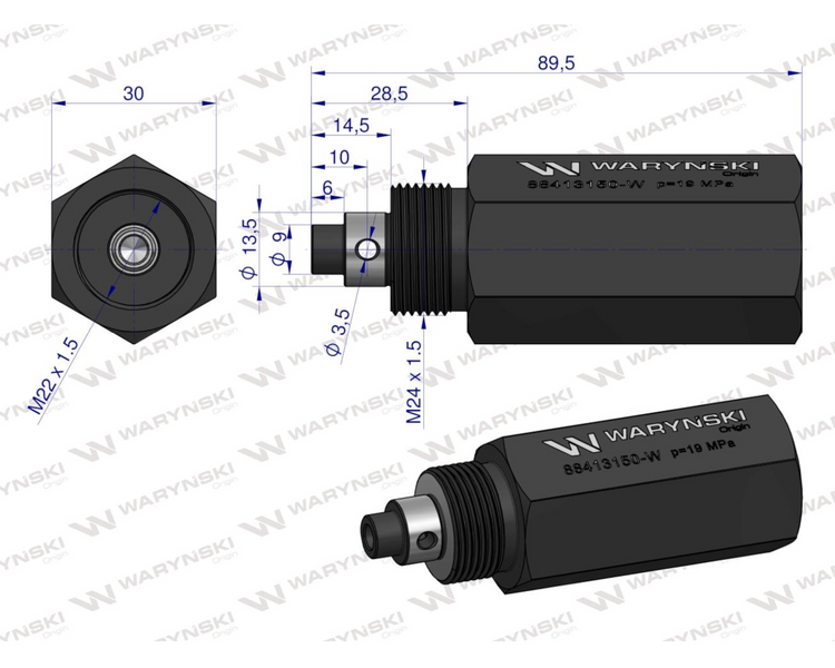 Zawór bezpieczeństwa cylindra hydraulicznego do C-385 WARYŃSKI