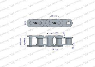 Łańcuch rolkowy wzmocniony 16A-1 ANSI A 80 (R1 1) 5m Waryński