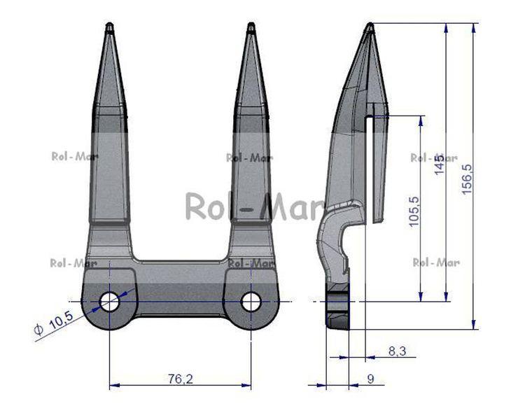 Bagnet palec podwójny hartowany zastosowanie John Deere H61954 Waryński 