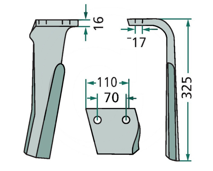 Ząb brony aktywnej prawy Rabe 325mm KG-35 HKE 84322401