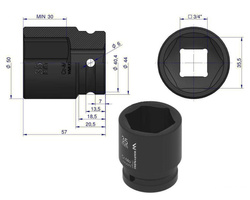 Nasadka udarowa sześciokątna 3/4" 35 mm Waryński