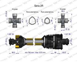 Wał przegubowo-teleskopowy 760-1070mm 270Nm szerokokątny CE WARYŃSKI