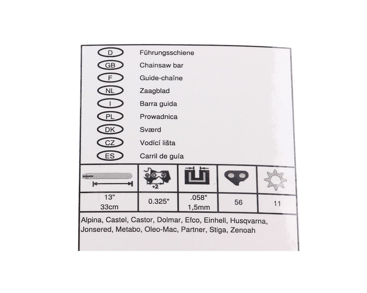 Prowadnica łańcucha piły 33cm x 1,5 325 cali 56 ogniw Granit