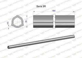 Rura wewnętrzna Seria 3R do wału 1110 przegubowo-teleskopowego 36x4.5 mm 955 mm WARYŃSKI [WR2323955]