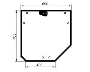 szyba do ciągnika Deutz-Fahr, Lamborghini, MF, Same - tylna bezbarwna koła 24-28" 0.010.7089.0/40 (2348)