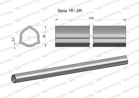 Rura wewnętrzna Seria 2R zewnętrzna Seria 1R do wału 660 przegubowo-teleskopowego 36x3.2 mm 540 mm WARYŃSKI [WR2321540]