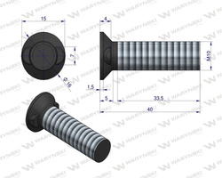 Śruba kpl. płużna dwunoskowa M10x40 mm kl.10.9 Waryński